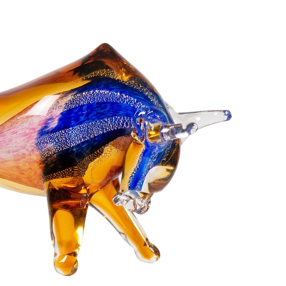 Rave Bull Handcrafted Art Glass Figurine