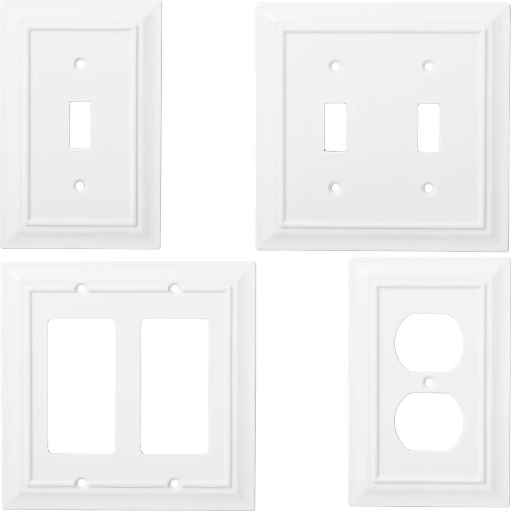 Hampton Bay Derby White 2-Gang Double Rocker Wall Plate (1-Pack) W31565C-W-U