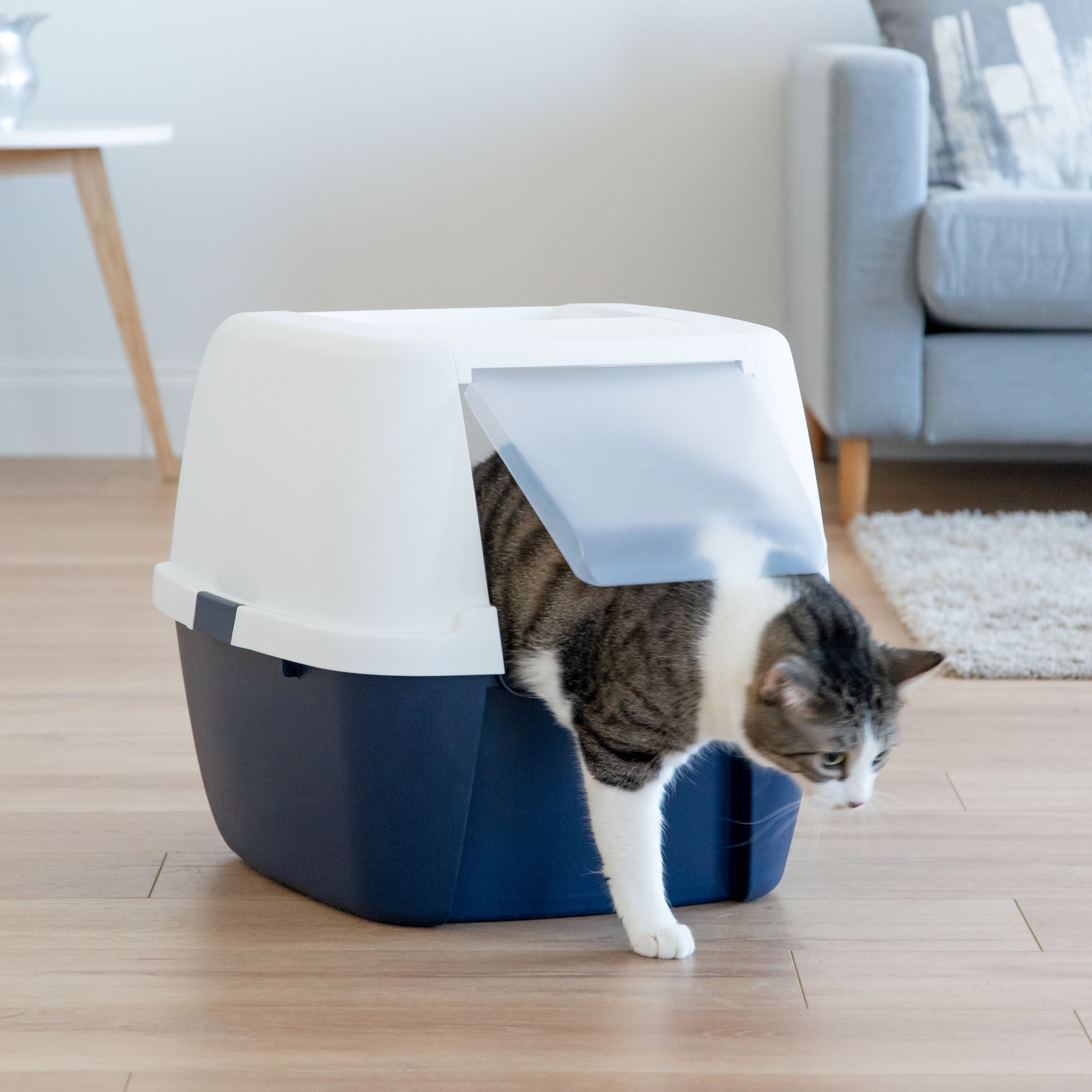 IRIS USA， Jumbo Hooded Litter Box， Navy