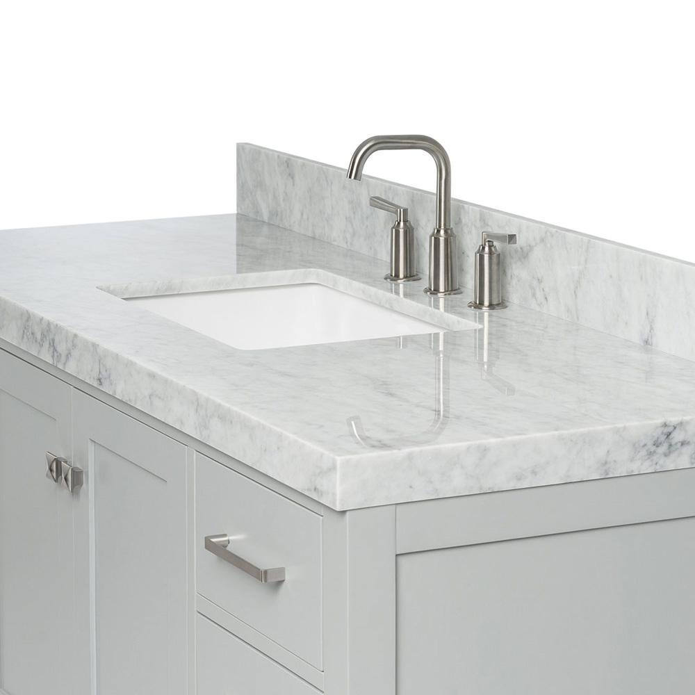 ARIEL Cambridge 55 in. Bath Vanity in Grey with Marble Vanity Top in Carrara White with White Basin A055SCWRVOGRY