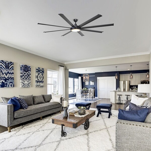 75-inch Larger Black 8-Blade Aluminum LED Ceiling Fan with Remote Shopping - The Best Deals on Ceiling Fans | 38746413