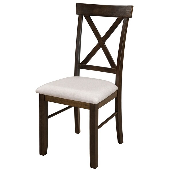 2 Pieces Wood Kitchen Upholstered X-Back Dining Chairs