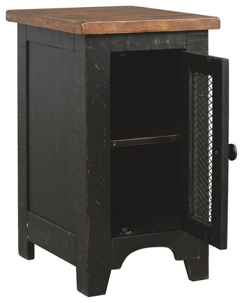 Bowery Hill Wood Top 14 quotStorage End Table in Vintage Black Finish   Farmhouse   Side Tables And End Tables   by Homesquare  Houzz