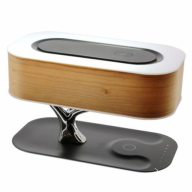 Smart Led Bedside Table Lamp With Wireless Charging Phone Bluetooth Speaker Dimmable Desk Lamp Indoor Creative Wood Tree Lamp