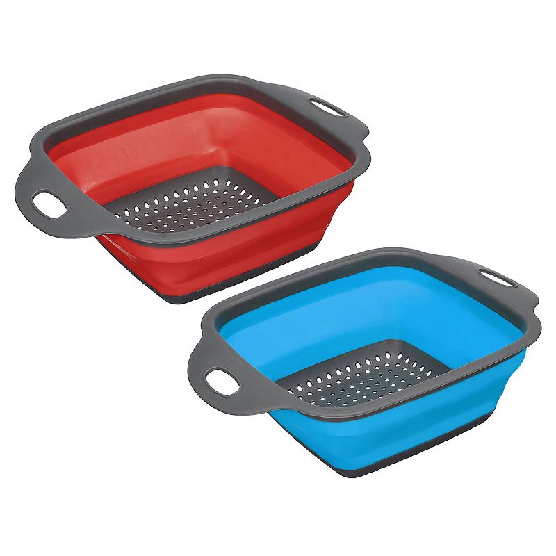 Collapsible Colander Set， 2 Pcs Silicone Square Strainer， Small