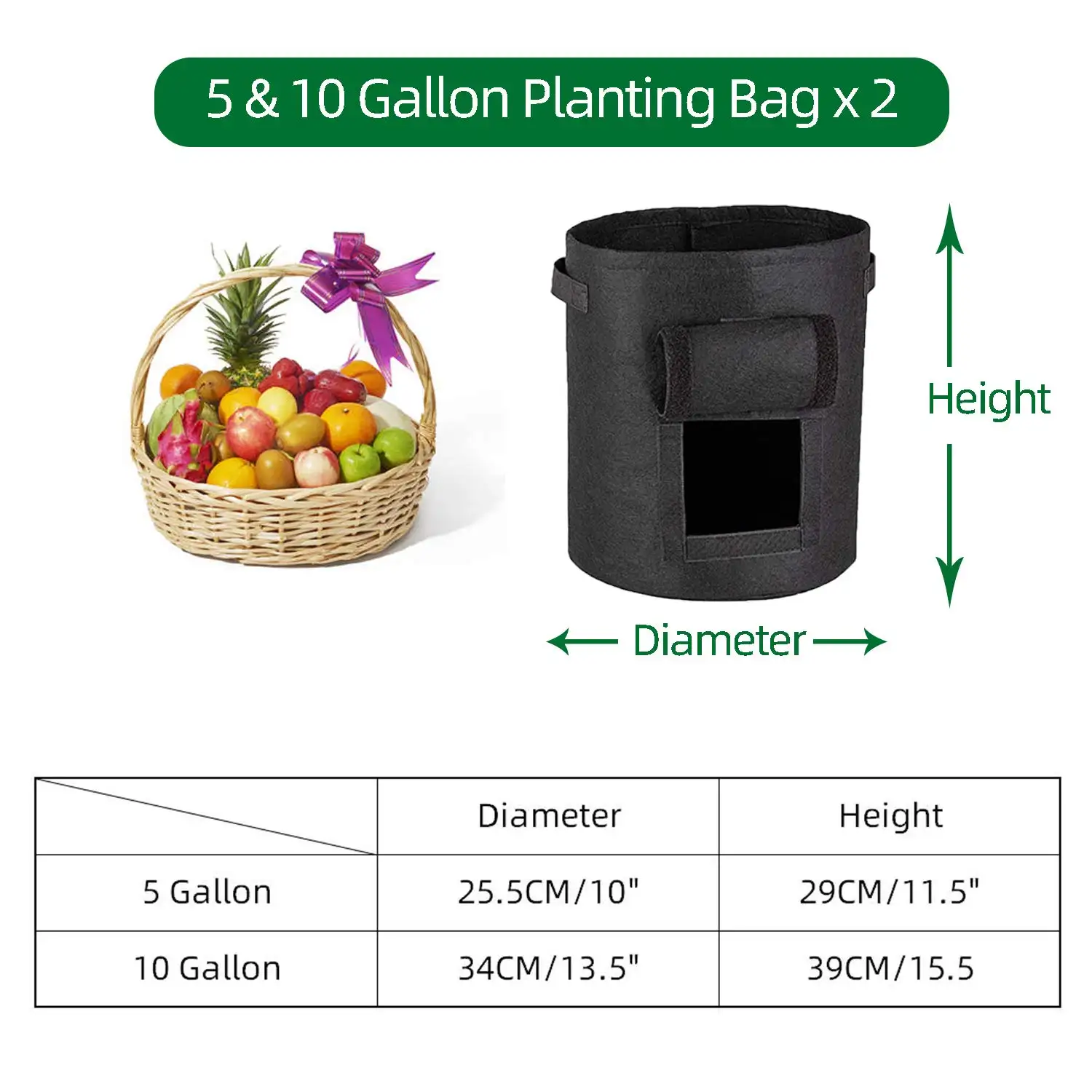 Control Felt  Plant Pot For Gardening Supplies Grow BagNnon Woven 8 Gallon