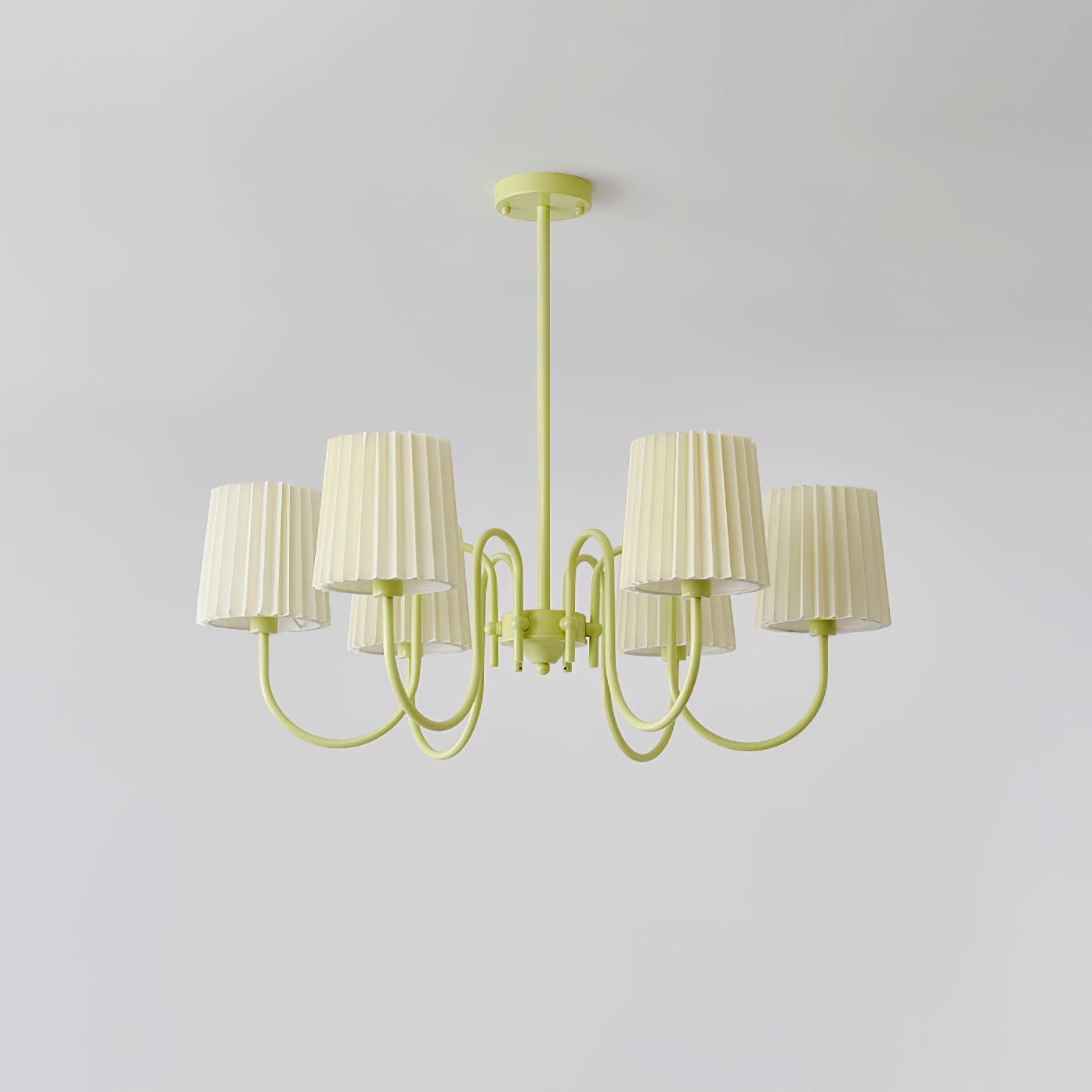 Pleated Fabric Matcha Chandelier