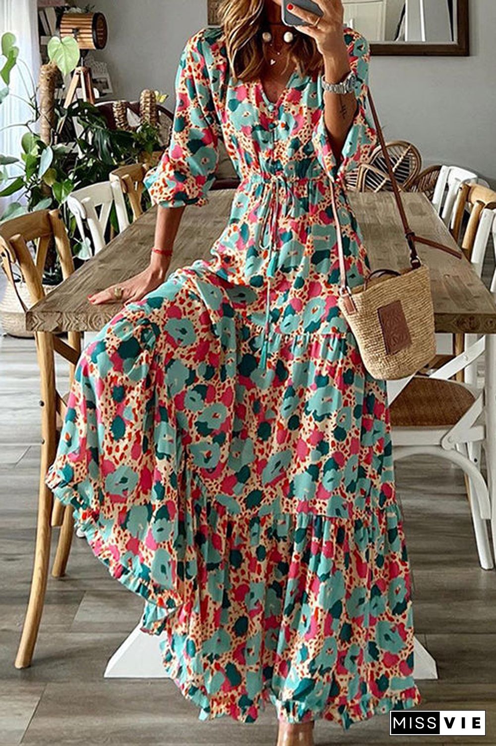 Down The West Coast Bohemia Print Maxi Dress