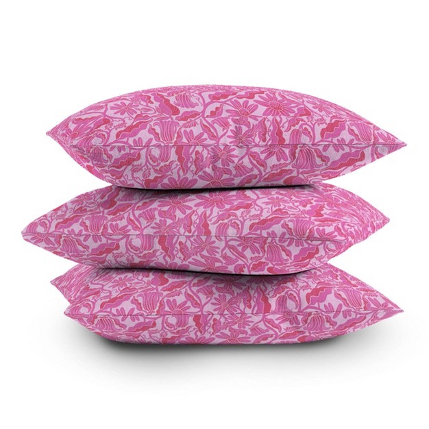 Sewzinski Monochrome Florals Outdoor Throw Pillow Pink Deny Designs