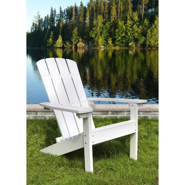 Lakeside Faux Wood Adirondack Outdoor Portable Chair White Merry Products