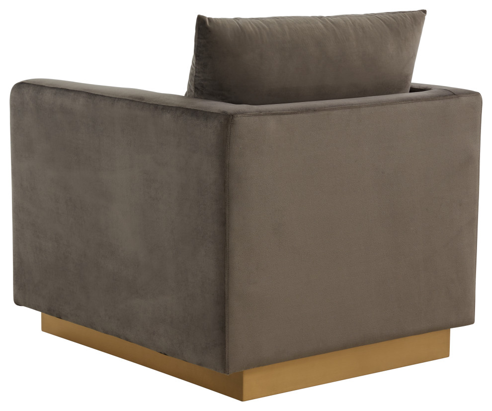 LeisureMod Nervo Modern Velvet Accent Arm Chair With Gold Base   Contemporary   Armchairs And Accent Chairs   by LeisureMod  Houzz