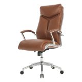 Modern Comfort Verismo Bonded Leather High-Back Executive Chair， Brown/Chrome， BIFMA Certified