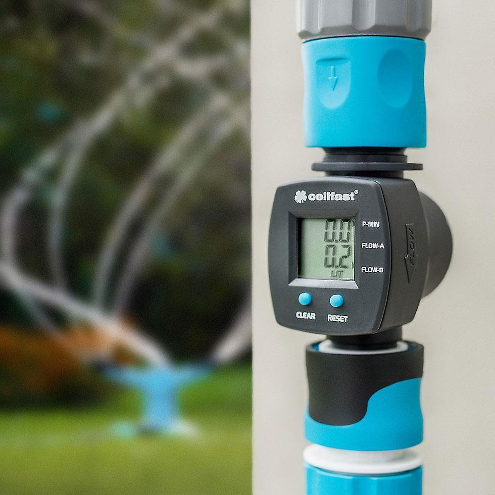 Liter/Gallon Counter Garden Hose Water Flow Meter Quick Connection LCD Screen