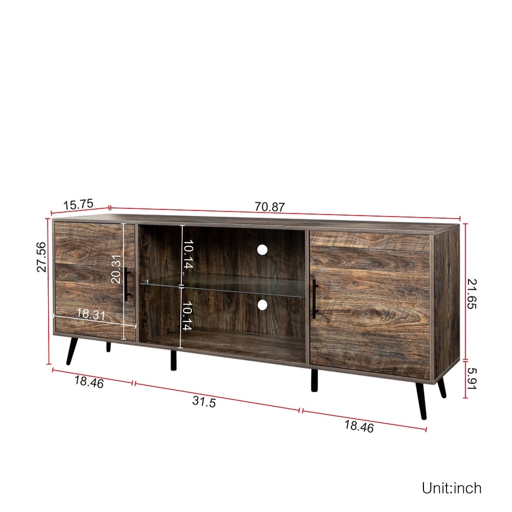 TV Stand Mid Century Wood Modern Entertainment Center Adjustable Storage Cabinet TV Console for Living Room