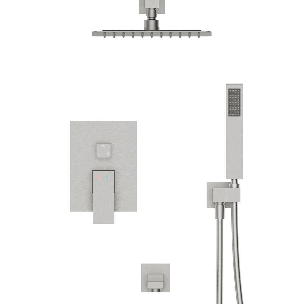 GIVING TREE 3-Spray Patterns with 1.8 GPM 12 in. Tub Wall Mount Dual Shower Heads Handshower in Brushed Nickel XLHDDTSH0005