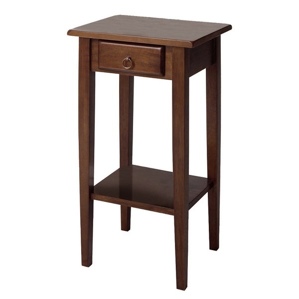 Wooden End Side Table with Drawer， Shelf