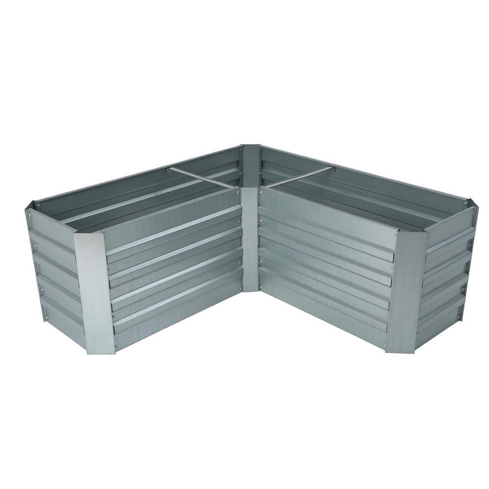 LuxenHome L-Shaped Galvanized Metal Raised Garden Bed WHPL1273