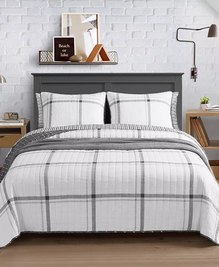 Nautica Fleetville Cotton Reversible 3 Piece Quilt Set， Full Queen