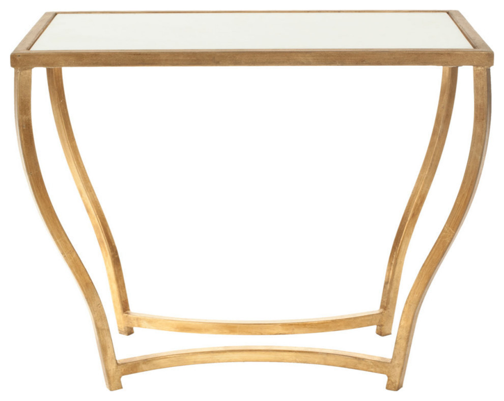 Culven Glass Top Gold Foil Accent Table  White/Gold   Contemporary   Side Tables And End Tables   by Rustic Home Furniture Deco  Houzz