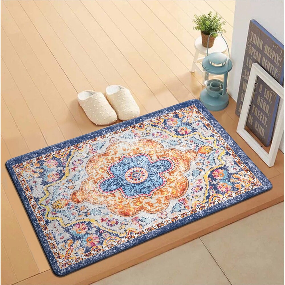 World Rug Gallery Distressed Bohemian Vintage Anti fatigue Standing Mat