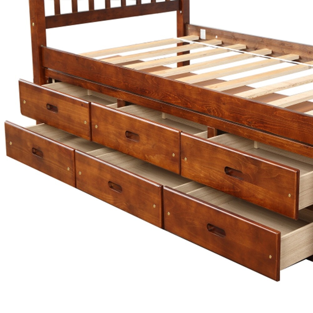 Solid Wood Platform Storage Bed with Drawers