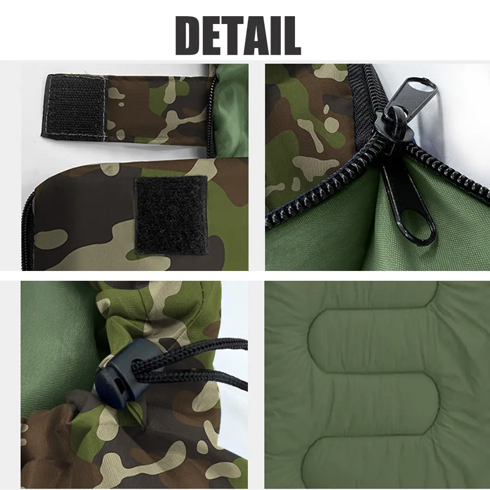 Hot Popular 170T Polyester Camouflage Pattern Outdoor Warm Camping Envelope Sleeping Bags with Carry Bag