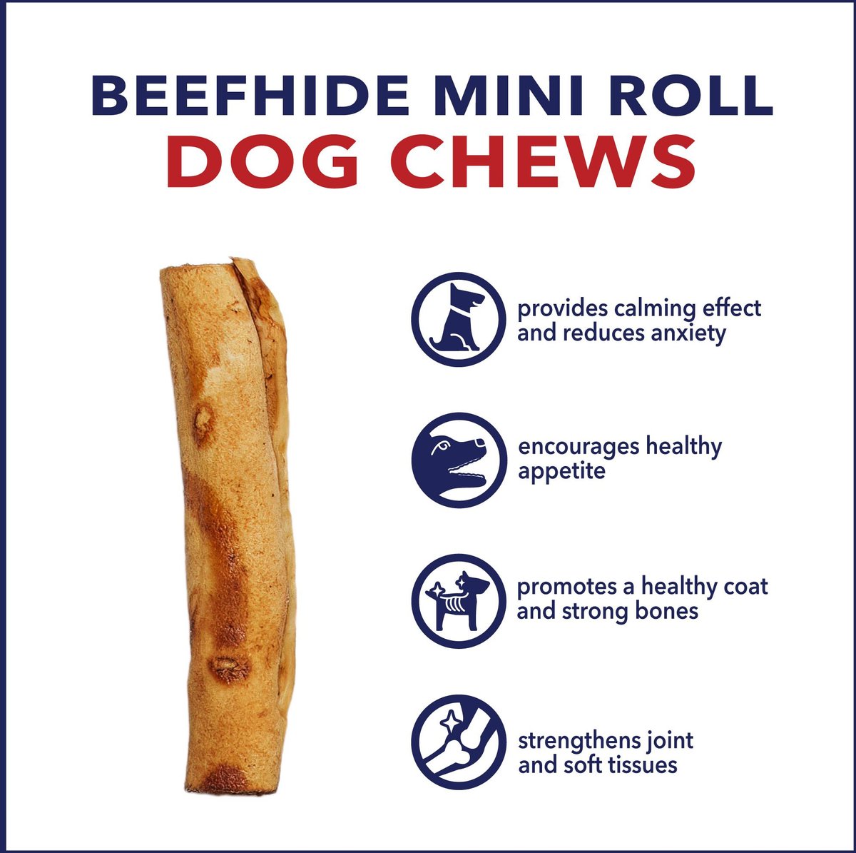 Pet Factory Beefhide 3 to 3.5-inch Mini Rolls Chicken Flavored Dog Hard Chews， 35 count