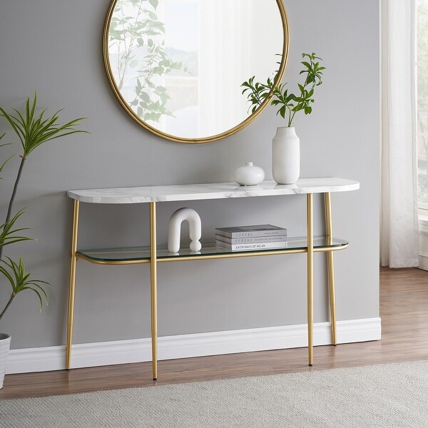 Middlebrook Designs Faux Marble and Glass Entry Table