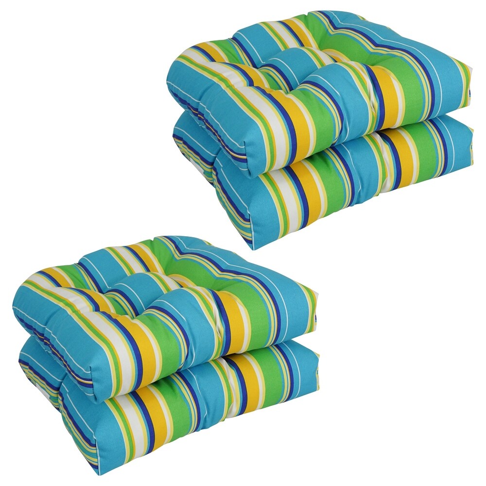 19 inch Rounded Back Tufted Indoor/Outdoor Chair Cushions (Set of 4)   19\