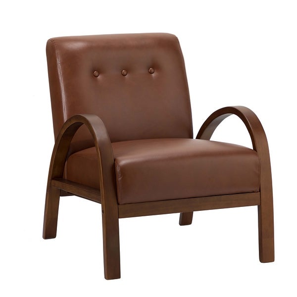 Panope Contemporary Leather Armchair with Button-tufted Back by HULALA HOME