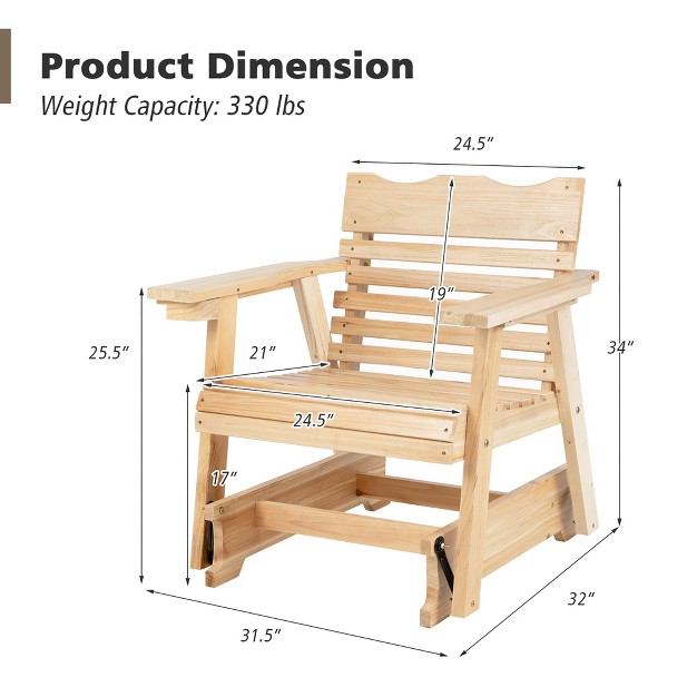 Costway Patio Outdoor Wood Slat Rocking Chair Porch Rocker Curved Seat 330 Lbs