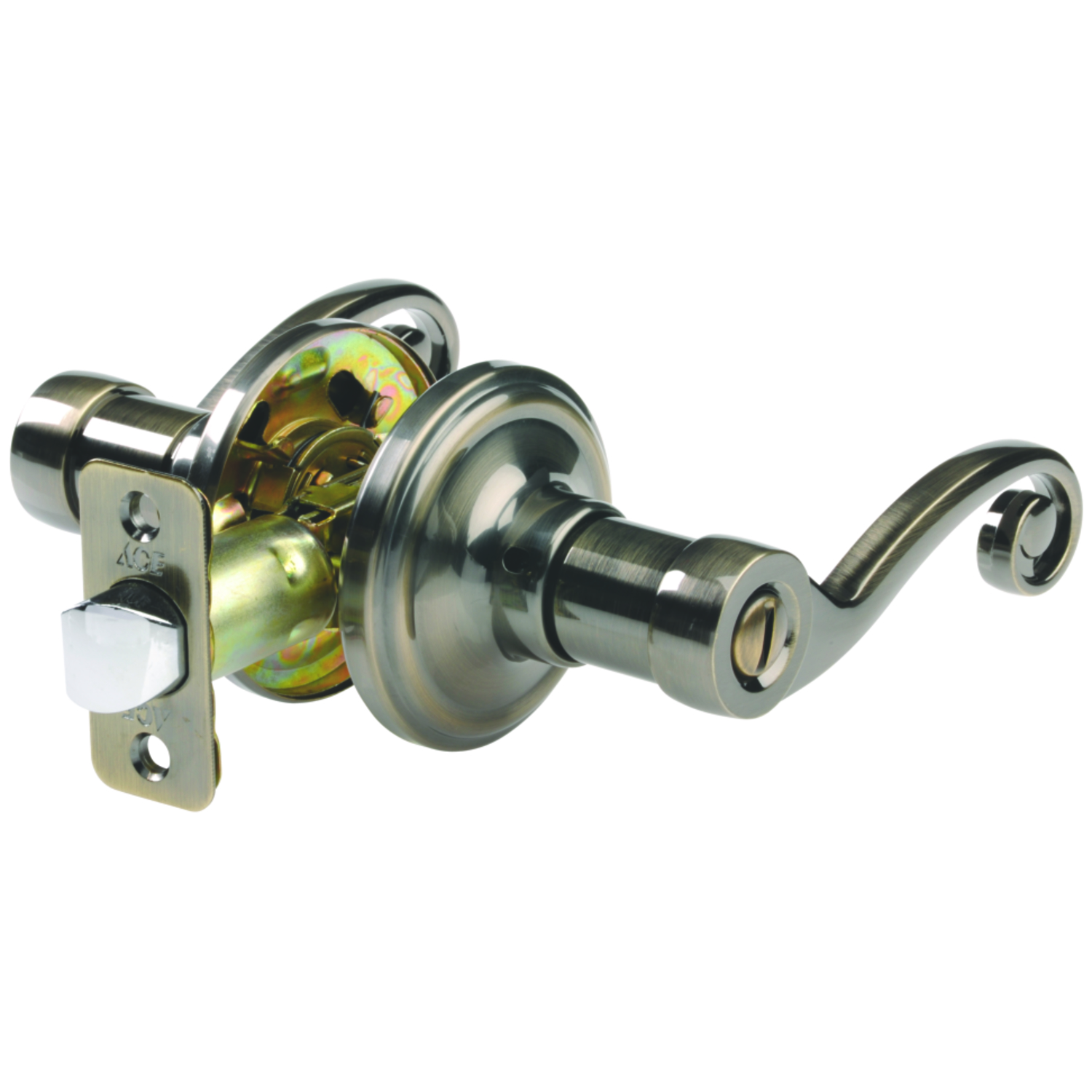 Ace Scroll Antique Brass Privacy Lockset 1-3/4 in.