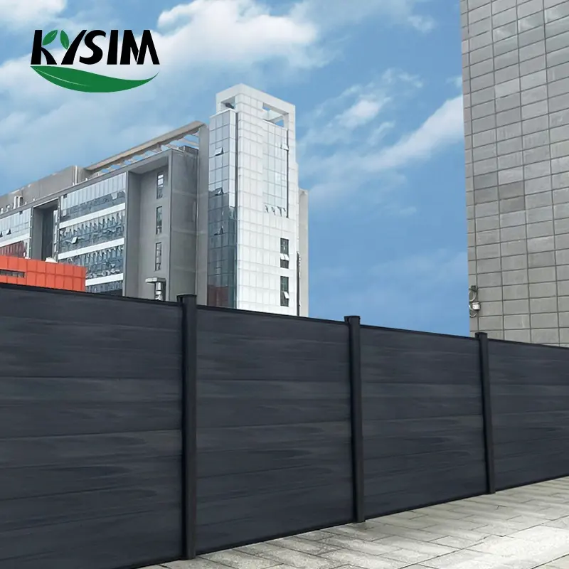 6ft black fence panel with post and gate factory supply Privacy wpc fence wood plastic composite fence