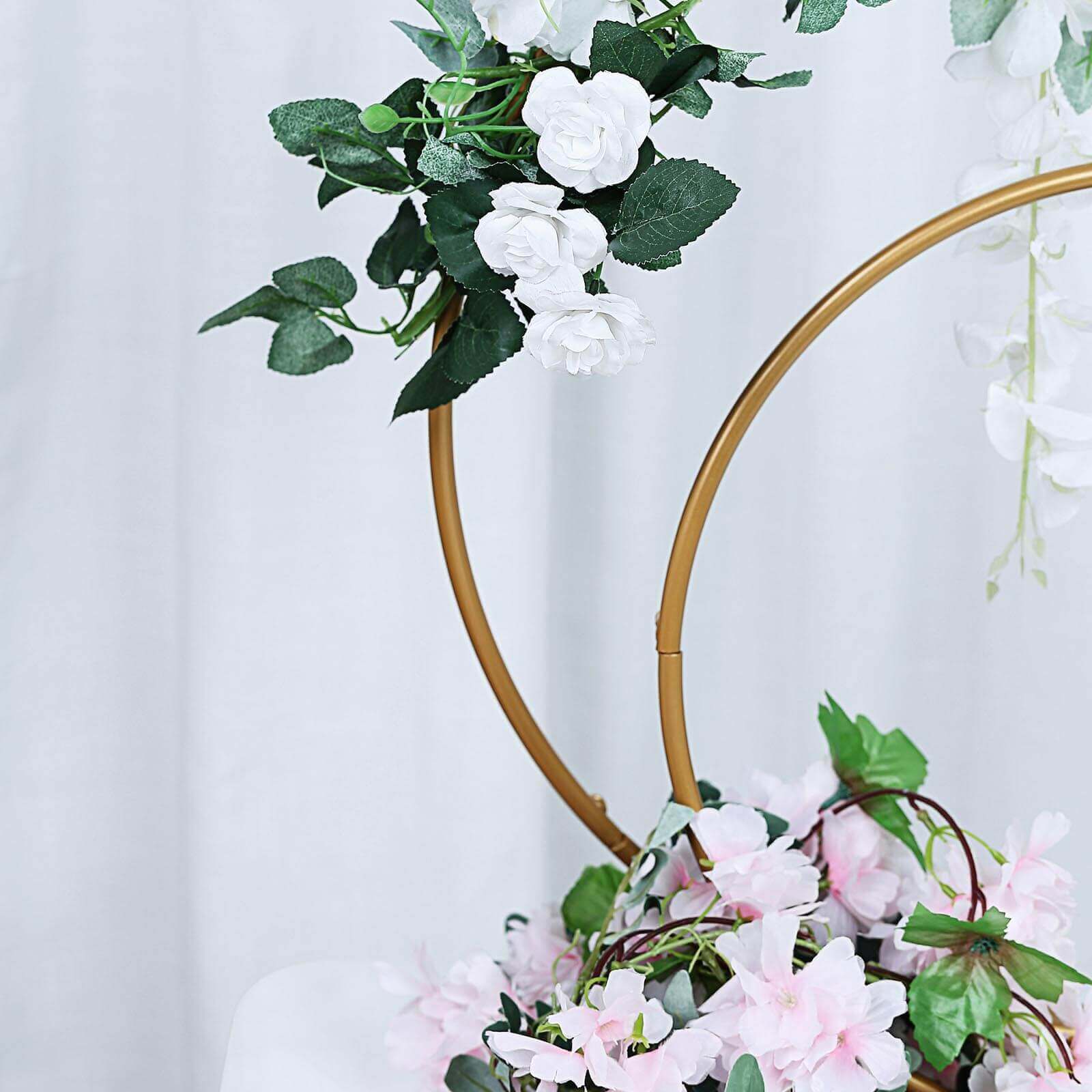 Gold Double Metal Hoop Wedding Centerpiece, Flower Stand 24