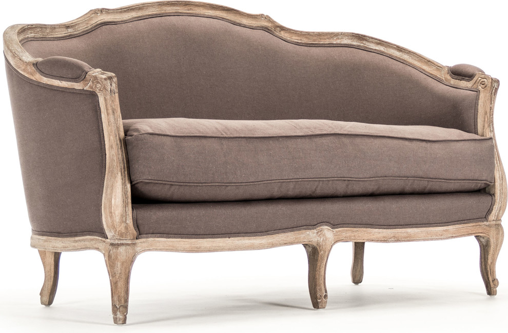 Maison Settee  Aubergine Linen   French Country   Loveseats   by HedgeApple  Houzz