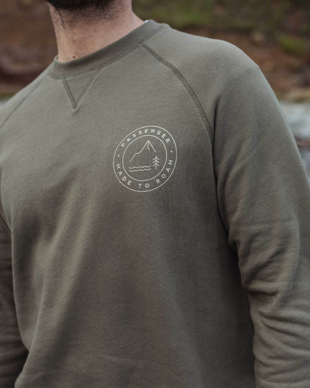 Border Recycled Cotton Sweatshirt - Dusty Olive