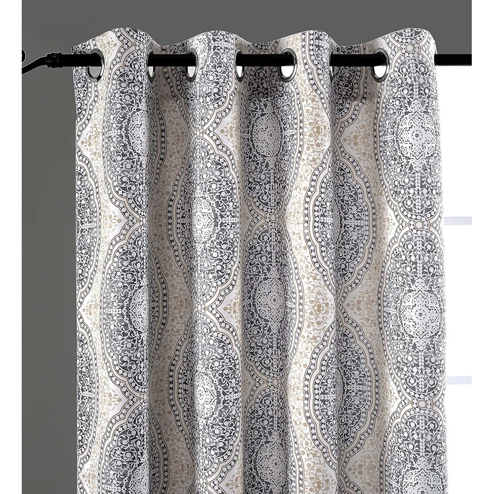 DriftAway Adrianne Pastel Damask Room Darkening Curtain Panel Pair