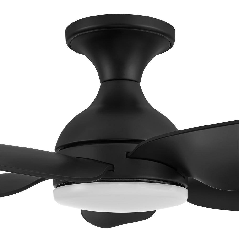 Hampton Bay Ceva 44 in. Integrated CCT LED IndoorOutdoor Matte Black Ceiling Fan with Light and Remote Control AK363HA-MBK