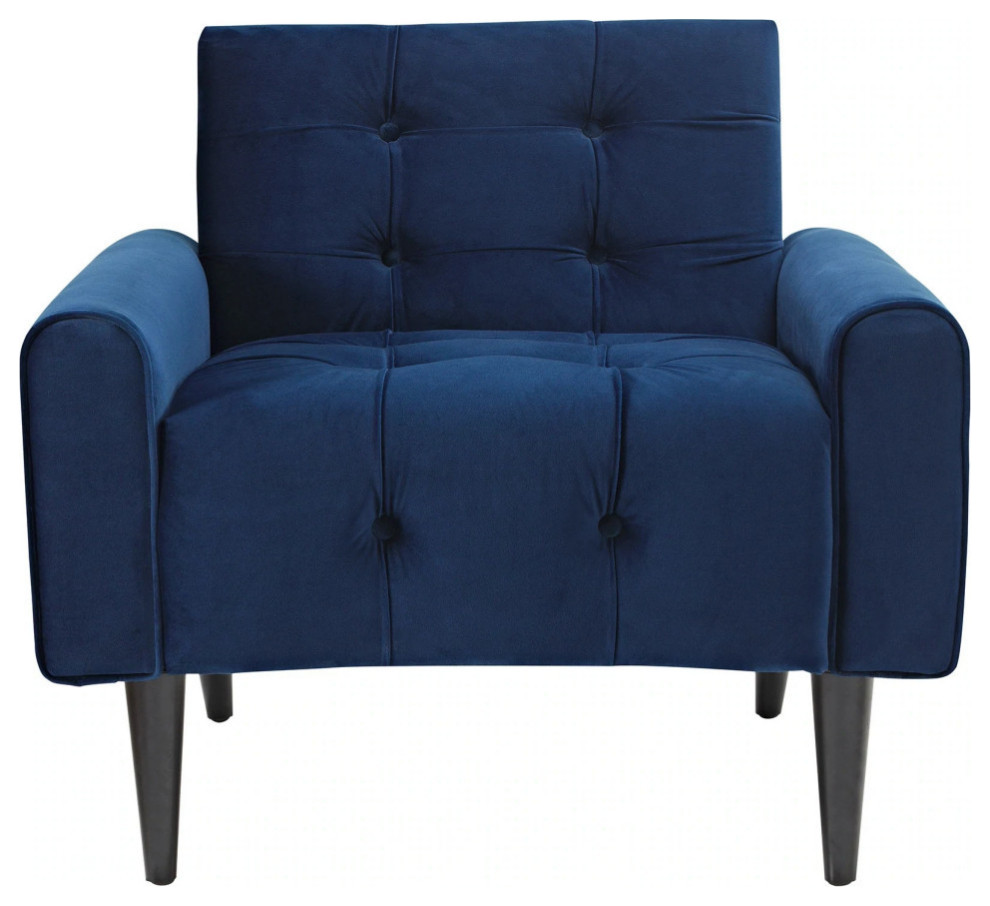 Elliot Navy Performance Velvet Armchair   Modern   Armchairs And Accent Chairs   by Rustic Home Furniture Deco  Houzz