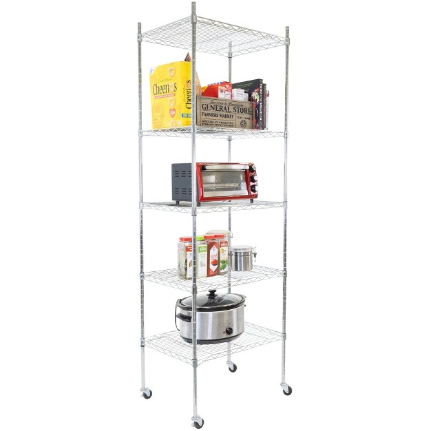 Mount it Height Adjustable 5 Tier Wire Shelving With Wheels Rolling Garage Shelves Closet Metal Racks With Shelves And Shelving Or Utility Shelf