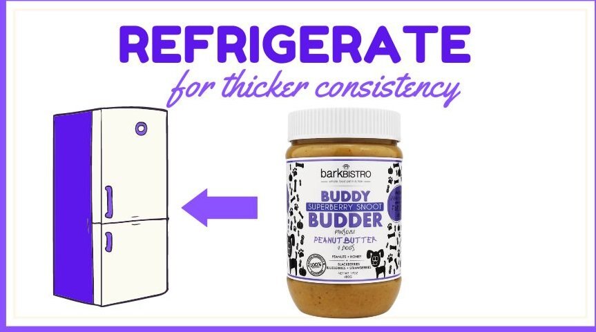 Bark Bistro Company Buddy Budder Superberry Snoot Peanut Butter Lickable Dog Treat， 17-oz jar