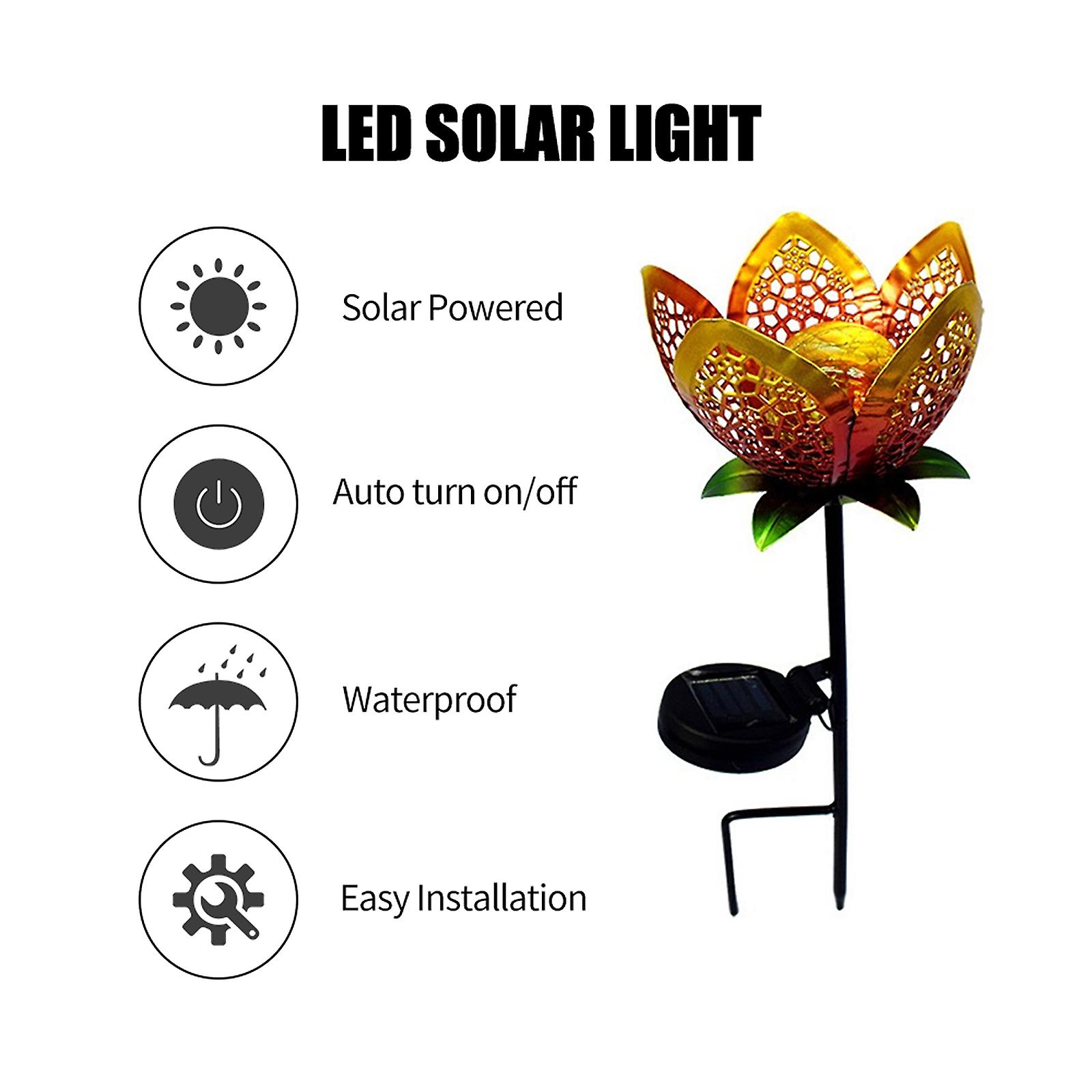 2pcs Led Solar Landscape Lights Flower Shaped Led Garden Lights Waterproof Solar Powered Outdoor Stake Light For Pathway Walkway Lawn Backyard Securit