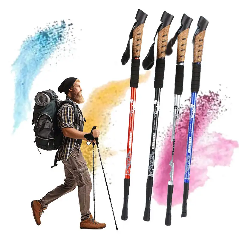 Duralumin Trekking Telescopic Carbon Fiber Hiking Aluminum Retractable Poles Walking Sticks