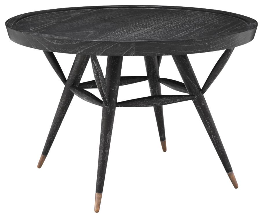 Black Wooden Round Side Table  Eichholtz Phoenix   Midcentury   Side Tables And End Tables   by Oroa   Distinctive Furniture  Houzz