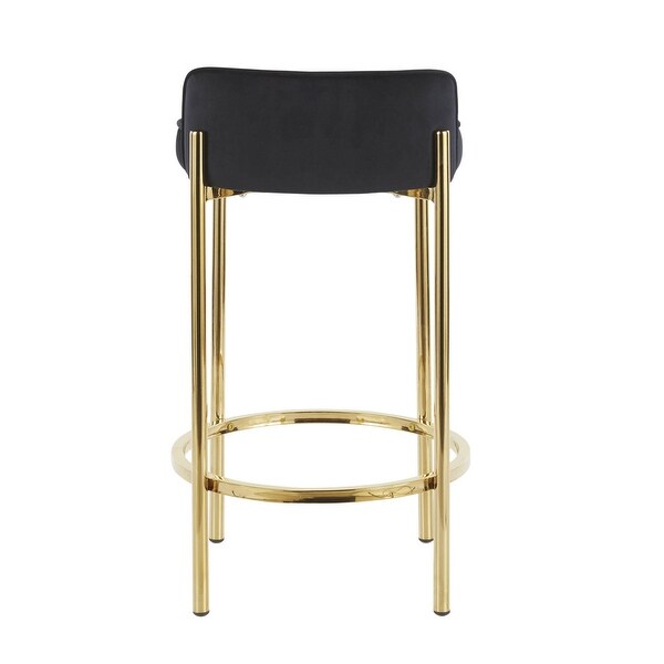 Lumisource Chloe Counter Stool Gold Metal and Black Velvet - Set of 2 - 17