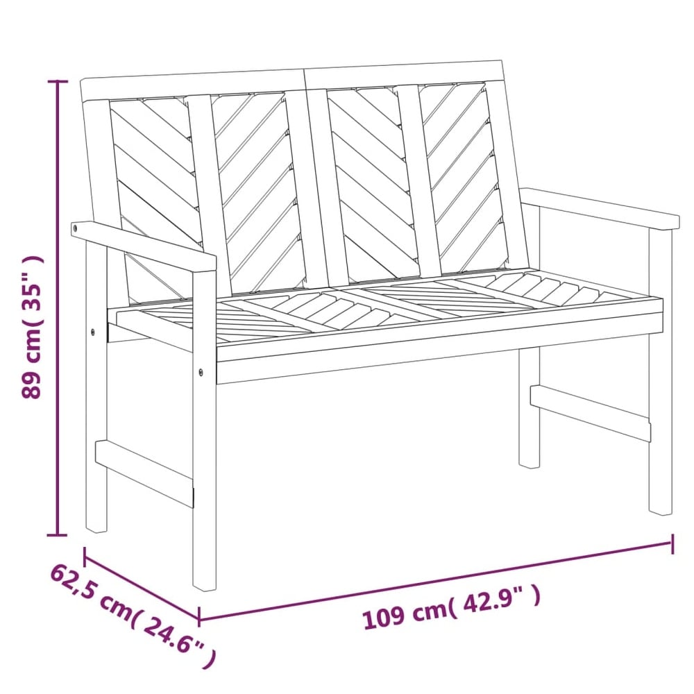 vidaXL 2 Piece Patio Lounge Set Solid Wood Acacia   42.9\