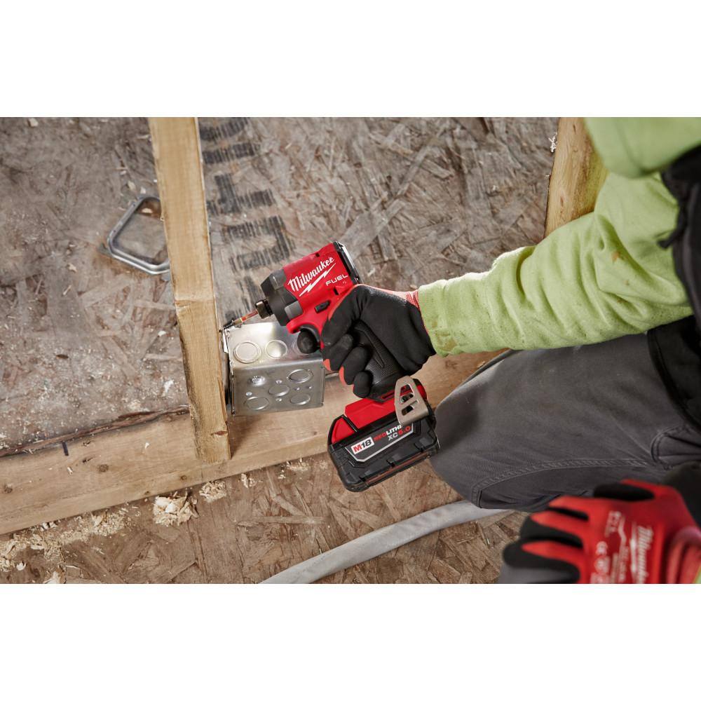 MW M18 FUEL 18-V Lithium-Ion Brushless Cordless 14 in. Hex Impact Driver Kit with 4-12 in. Cut-OffGrinder 2953-22-2680-20