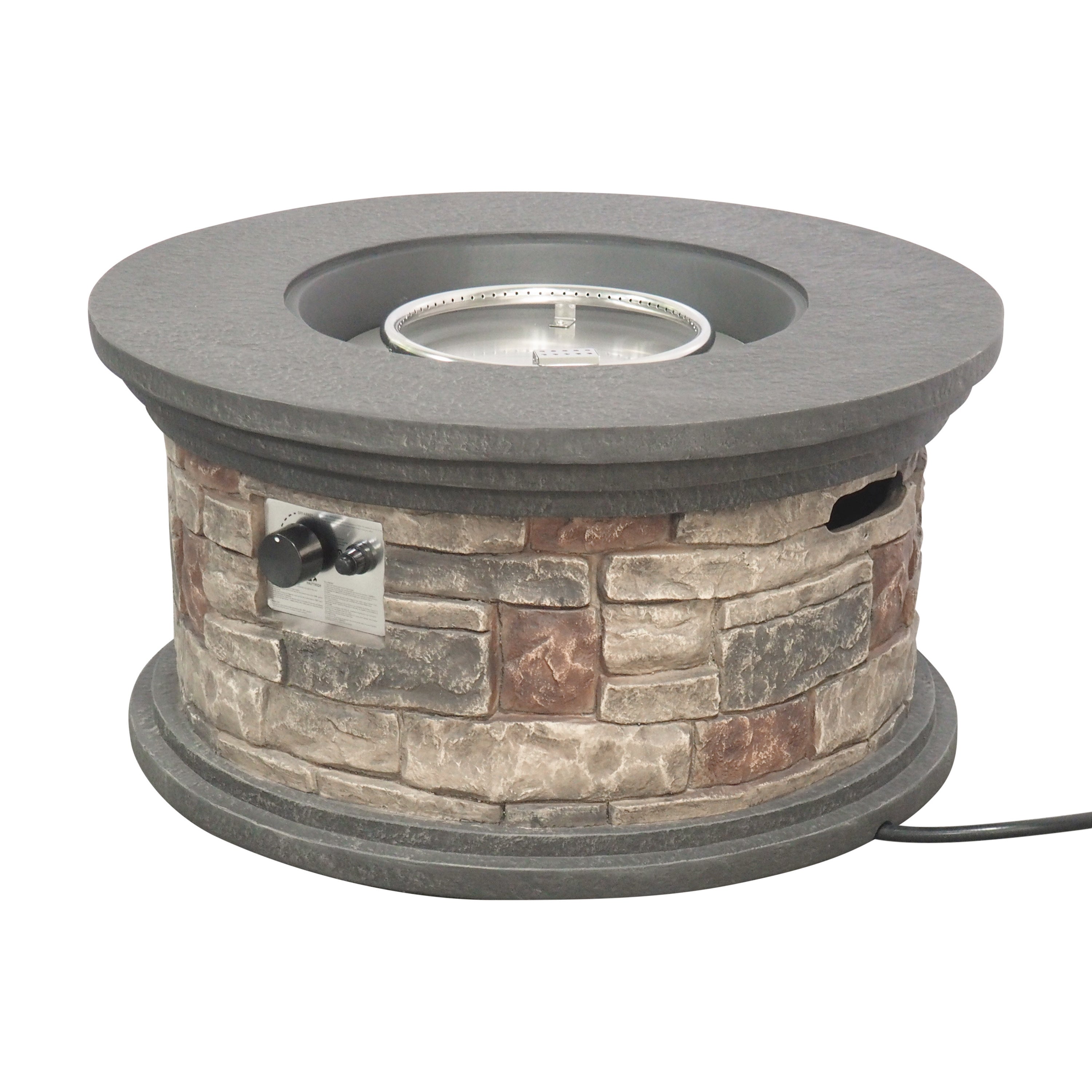 Troy Outdoor 40,000 BTU Lightweight Concrete Circular Fire Pit (No Tank Holder), Stone Finish