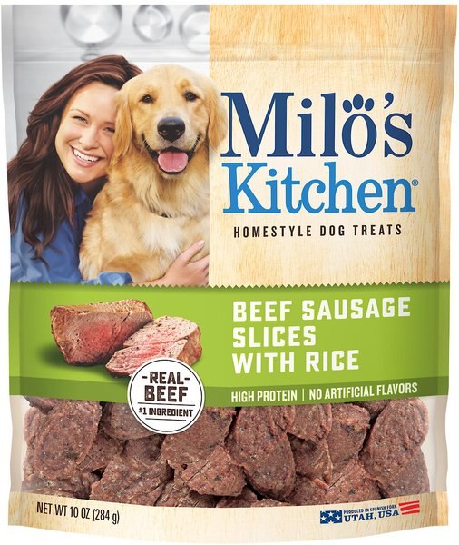 Milo's Kitchen Beef Sausage Slices with Rice Dog Treats