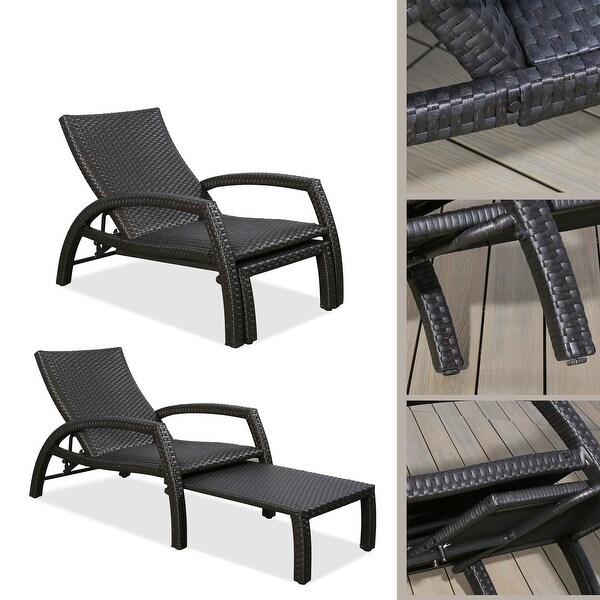 2Pack Aluminum Lounger Outdoor Wicker Convertible Chaise Lounge